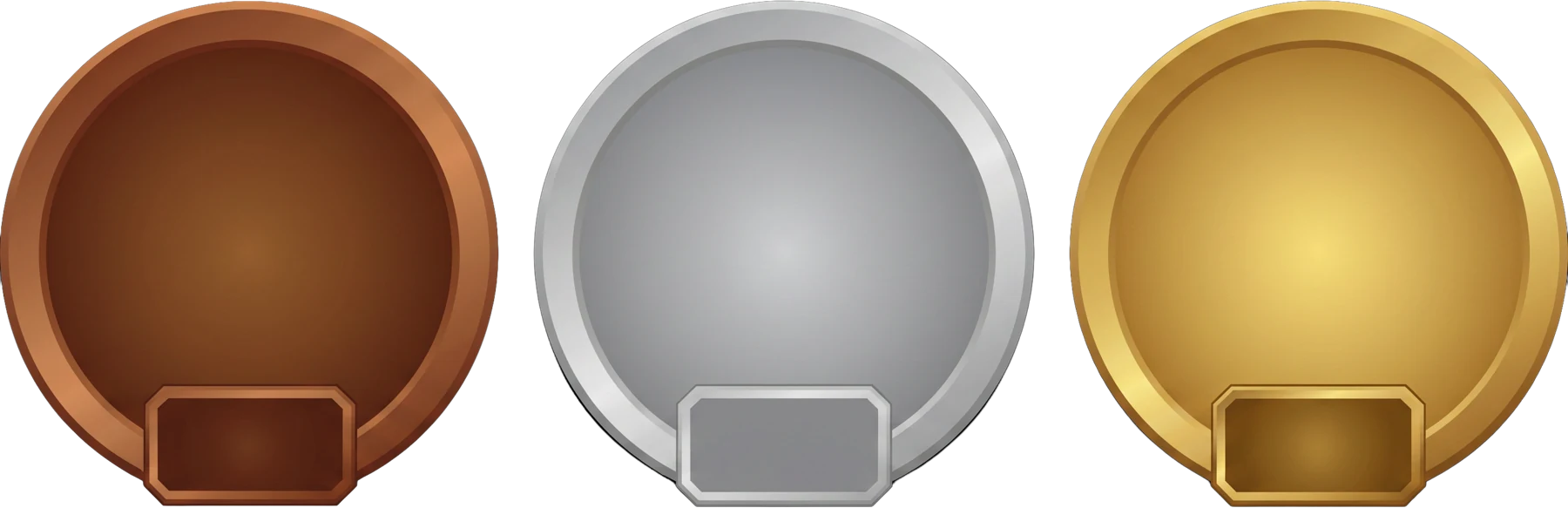 Three empty medal-shaped frames used only as a visual for this guide's own checklist